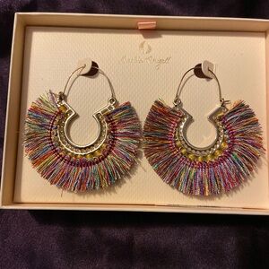 Multicolor Fringe Hoop Earrings